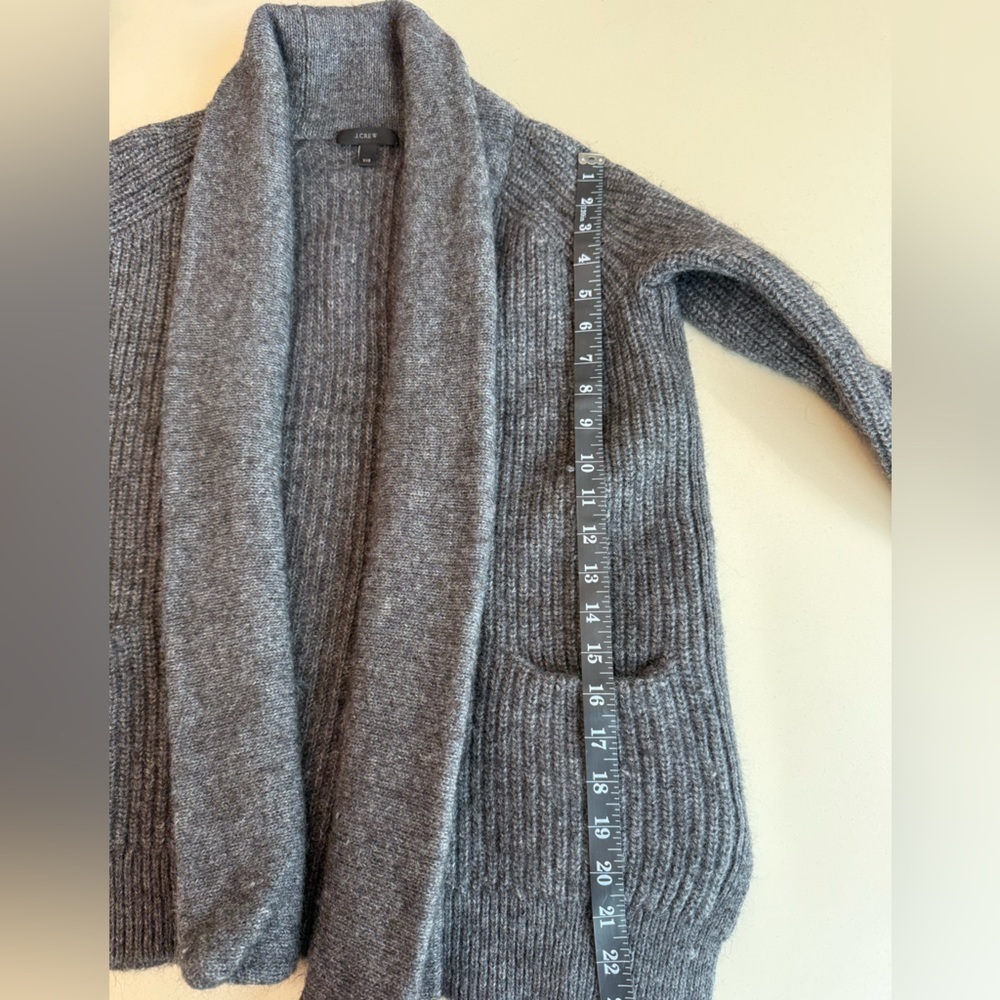 JCrew Wool Alpaca Blend Cozy Gray Open-Front Cardigan - Picture 7 of 7